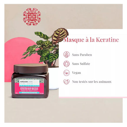 ARGANICARE Masque réparateur et nutritif - Kératine - Nymphora