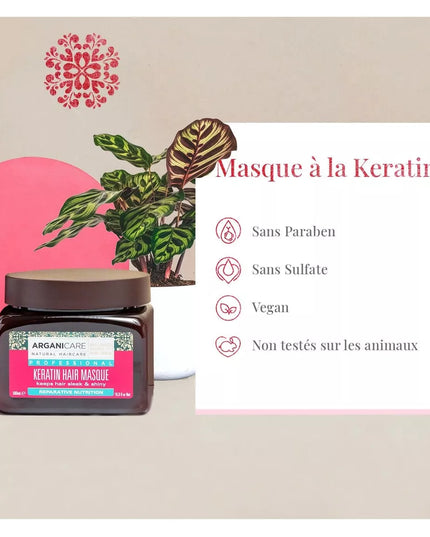 ARGANICARE Masque réparateur et nutritif - Kératine - Nymphora