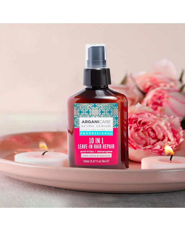 ARGANICARE Spray réparateur 10-en-1 sans-rinçage - Kératine - Nymphora