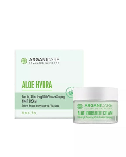 ARGANICARE Crème de nuit nourrissante et régénérante - Tous types de peaux - Aloe Vera - Nymphora