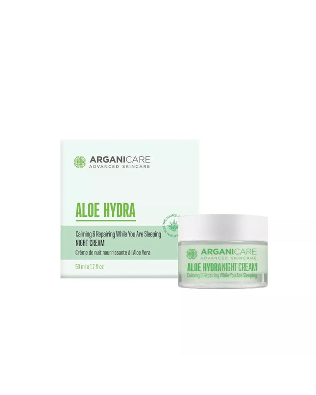 ARGANICARE Crème de nuit nourrissante et régénérante - Tous types de peaux - Aloe Vera - Nymphora
