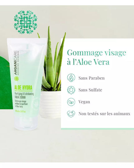 Gommage visage exfoliant et purifiant - Tous types de peaux - Aloe Vera - Nymphora