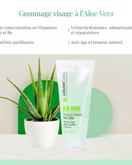 Gommage visage exfoliant et purifiant - Tous types de peaux - Aloe Vera - Nymphora