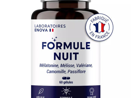 FORMULE NUIT | Mélatonine 1,9 mg + Plantes : Valériane, Mélisse, Camomille, Passiflore | Complément Alimentaire pour Dormir 100% Naturel | 60 nuits de Sommeil Naturel | Fabriqué en France