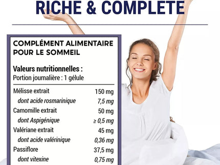 FORMULE NUIT | Mélatonine 1,9 mg + Plantes : Valériane, Mélisse, Camomille, Passiflore | Complément Alimentaire pour Dormir 100% Naturel | 60 nuits de Sommeil Naturel | Fabriqué en France