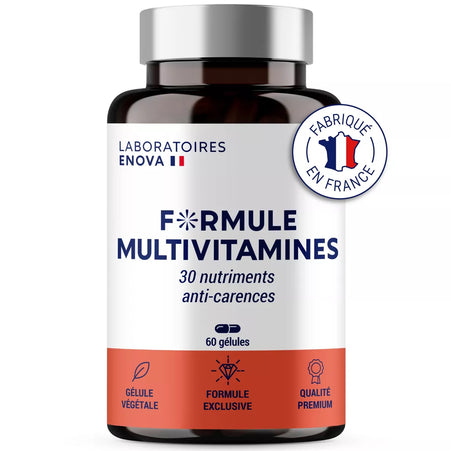 MULTIVITAMINES et Minéraux 30 Nutriments | Vitamine A B C D E K, Quercetine, Magnesium, Zinc, Coenzyme Q10, Selenium | Complement Alimentaire | Fabriqué en France | 60 gélules