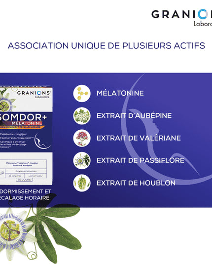 GRANIONS SOMDOR+ MÉLATONINE - 15 comprimés - Nymphora