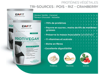 EAFIT PROTIVEGAN Protéines Végétales Saveur Vanille Caramel - 450g