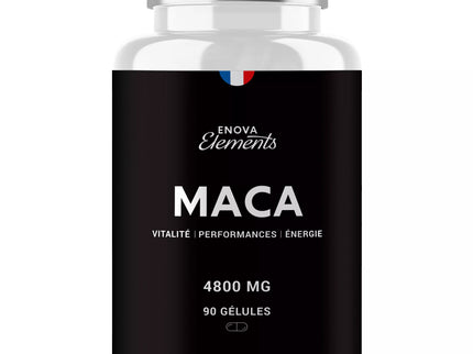 Laboratoires Enova MACA NOIRE | FORT DOSAGE Jusqu'à 4800 MG | Vitalité Performances Énergie | 90 Gélules | Complement alimentaire | Fabriqué en France