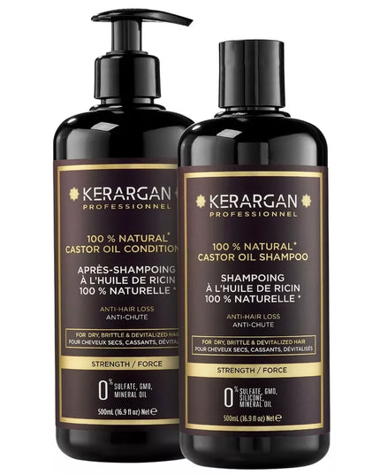 Kerargan - Duo Anti-Chute Shampoing & Après-shampoing Huile de Ricin - 2x500ml - Nymphora