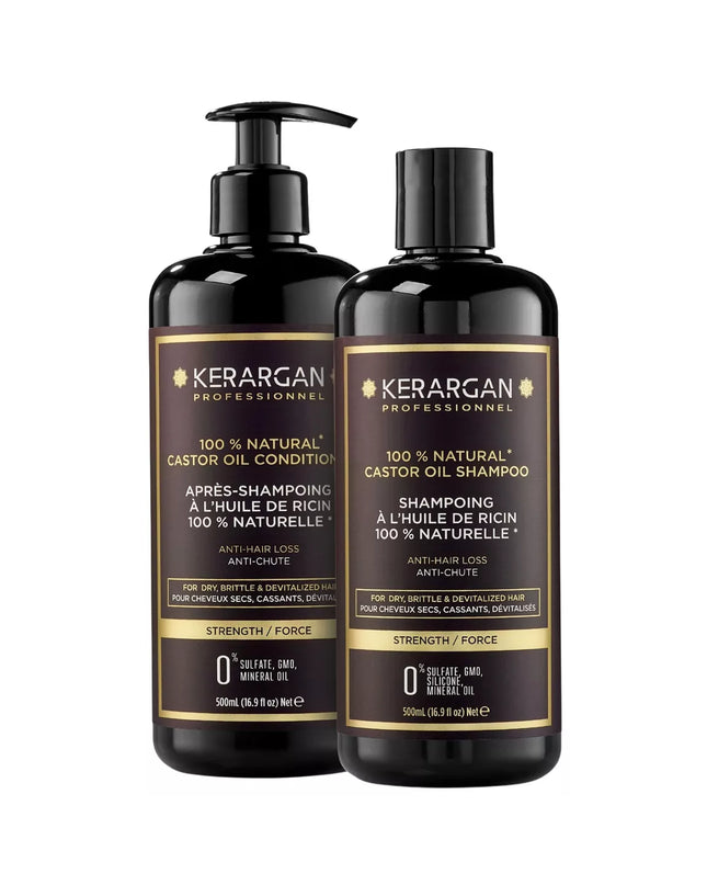 Kerargan - Duo Anti-Chute Shampoing & Après-shampoing Huile de Ricin - 2x500ml - Nymphora