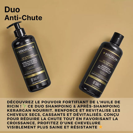 Kerargan - Duo Anti-Chute Shampoing & Après-shampoing Huile de Ricin - 2x500ml - Nymphora