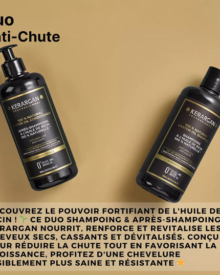 Kerargan - Duo Anti-Chute Shampoing & Après-shampoing Huile de Ricin - 2x500ml - Nymphora