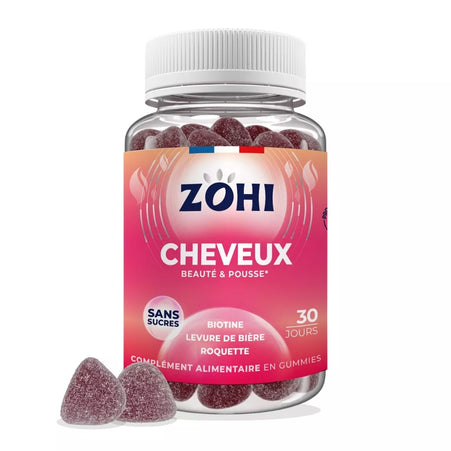 Zohi - Complément Alimentaire Cheveux parfum cerise, Pilulier 30 jours 180g