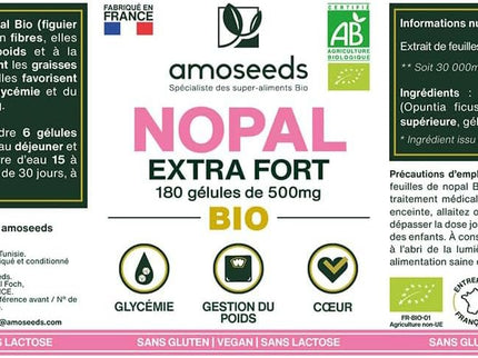 Nopal Bio Extra Fort | Formule Puissante | 180 Gélules Vegan | Qualité Supérieure
