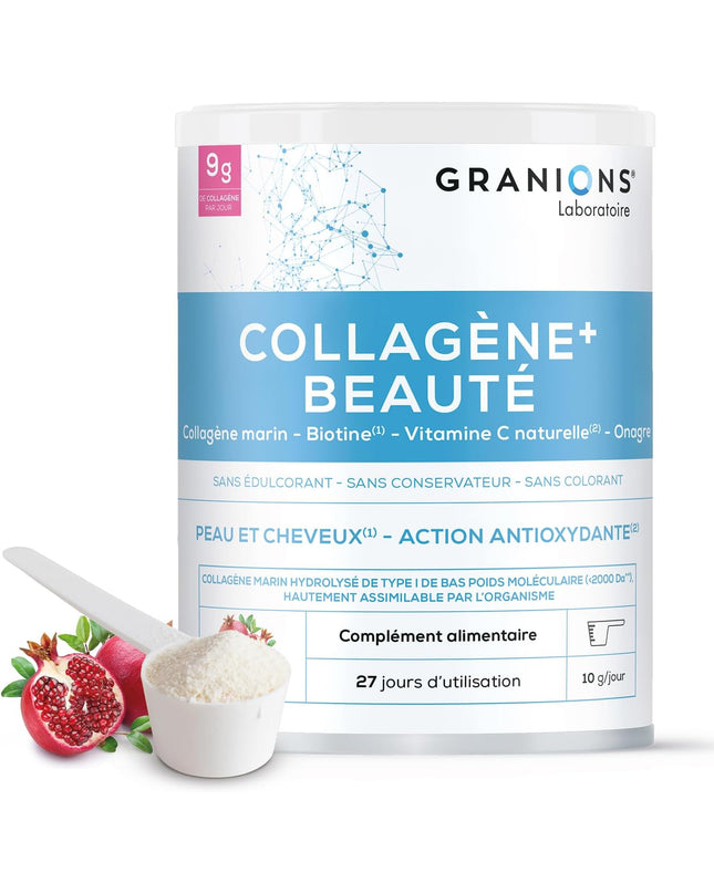 GRANIONS COLLAGENE + BEAUTE Peau et Cheveux - Poudre Parfum Grenade 275g - Nymphora
