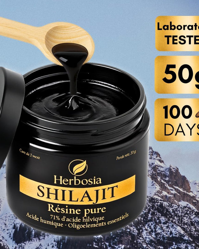 Shilajit Himalaya Naturel 50 g – Résine Authentique Pure | 71% Acides Fulviques + Minéraux Essentiels | Qualité Testée en Laboratoire | Tradition Ayurvédique - Nymphora