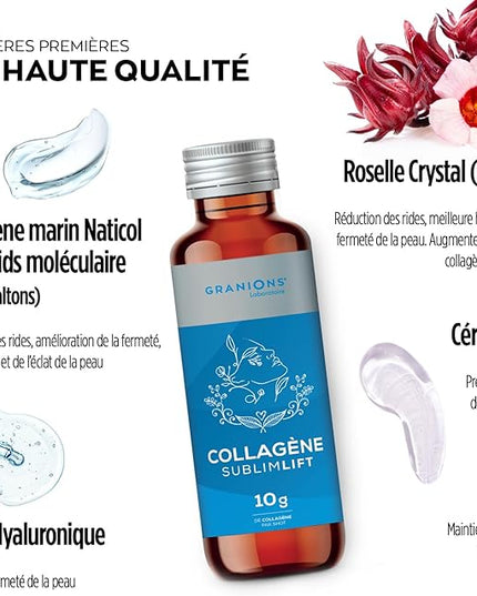 GRANIONS COLLAGENE + ANTI-ÂGE Sublimlift Goût Pêche - 10 Shots - Nymphora