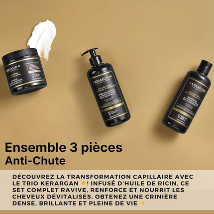 Kerargan - Duo Anti-Chute Shampoing, Après-shampoing & Masque Huile de Ricin - 2x500ml - Nymphora