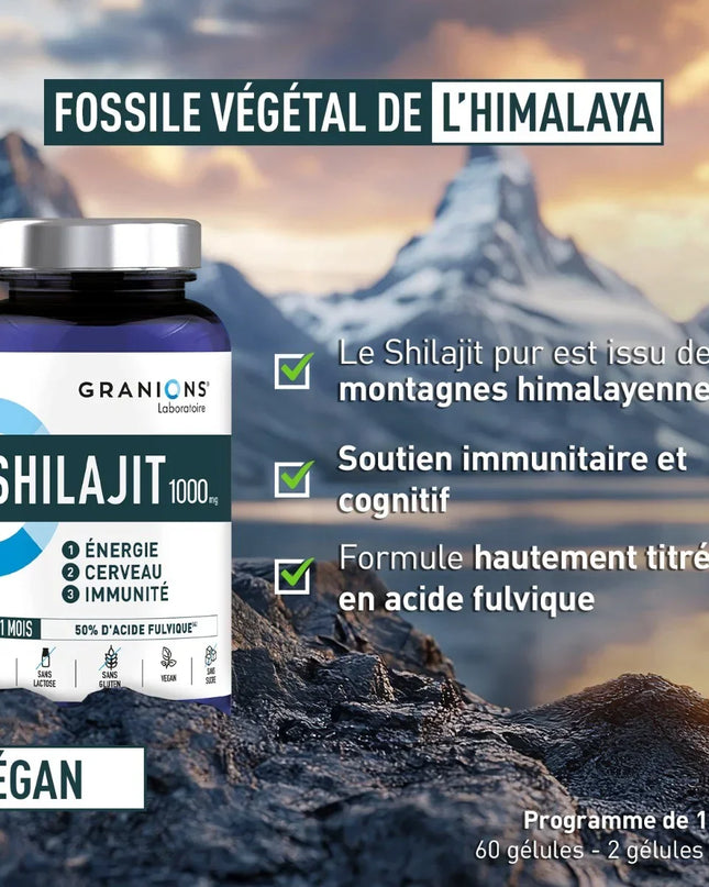 GRANIONS SHILAJIT 1000mg - 60 Gélules - Nymphora