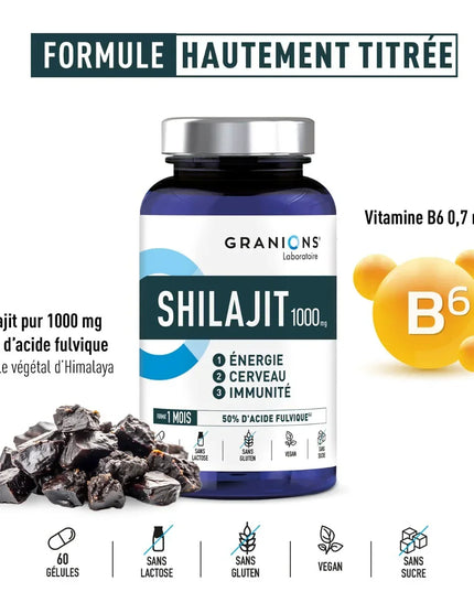 GRANIONS SHILAJIT 1000mg - 60 Gélules - Nymphora