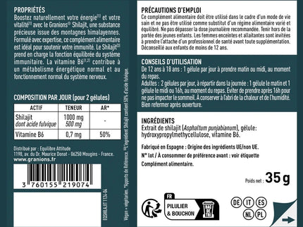 GRANIONS SHILAJIT 1000mg - 60 Gélules