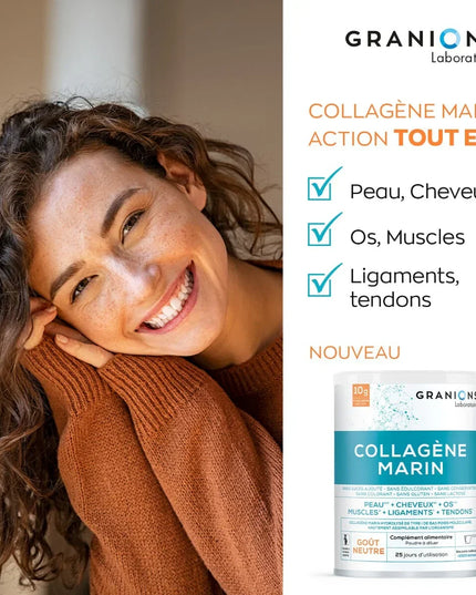 GRANIONS COLLAGENE MARIN Type 1 Goût Neutre - 285g - Nymphora