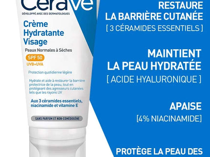 CERAVE Crème Hydratante Visage SPF50 - 52ml