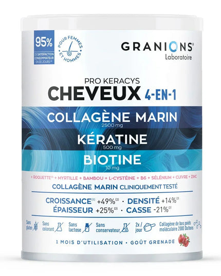 GRANIONS PRO KERACYS Collagène Cheveux 4 en 1 Poudre - 300g - Nymphora
