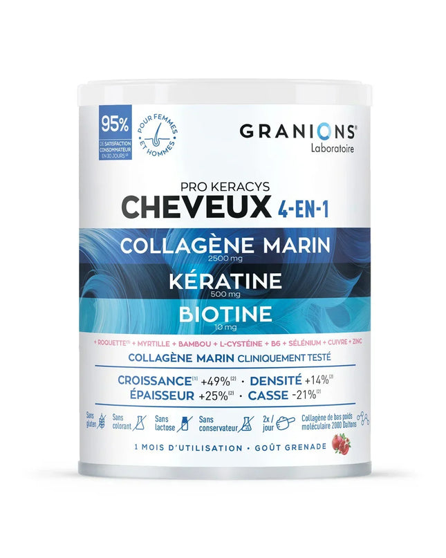 GRANIONS PRO KERACYS Collagène Cheveux 4 en 1 Poudre - 300g - Nymphora