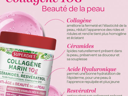 SUPERDIET COLLAGÈNE MARIN 10G Anti-Âge et Beauté de la Peau Arôme Vanille - 210g