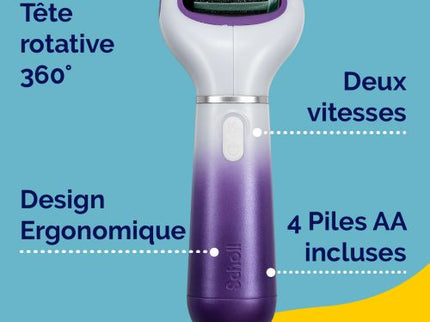 SCHOLL VELVET SMOOTH Râpe électrique Exfoliante & Contour Pied