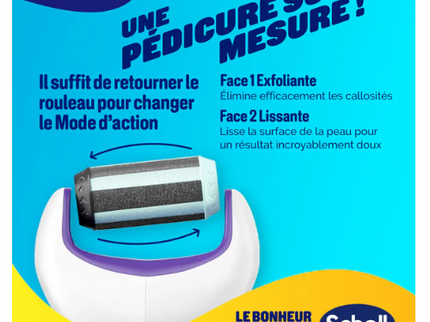 SCHOLL VELVET SMOOTH Râpe électrique Exfoliante & Contour Pied