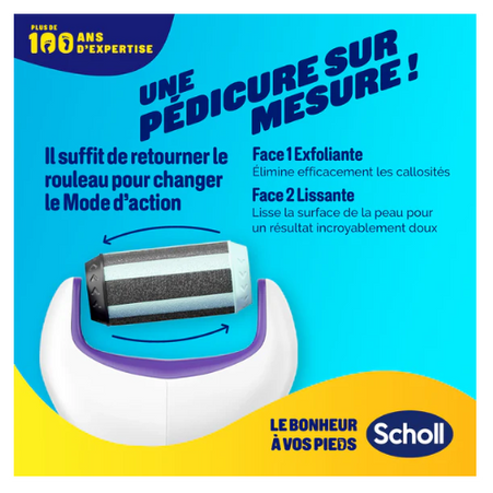 SCHOLL VELVET SMOOTH Râpe électrique Exfoliante & Contour Pied
