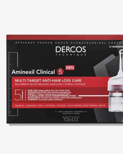 VICHY DERCOS AMINEXIL CLINICAL 5 HOMME - 21 Monodoses - Nymphora